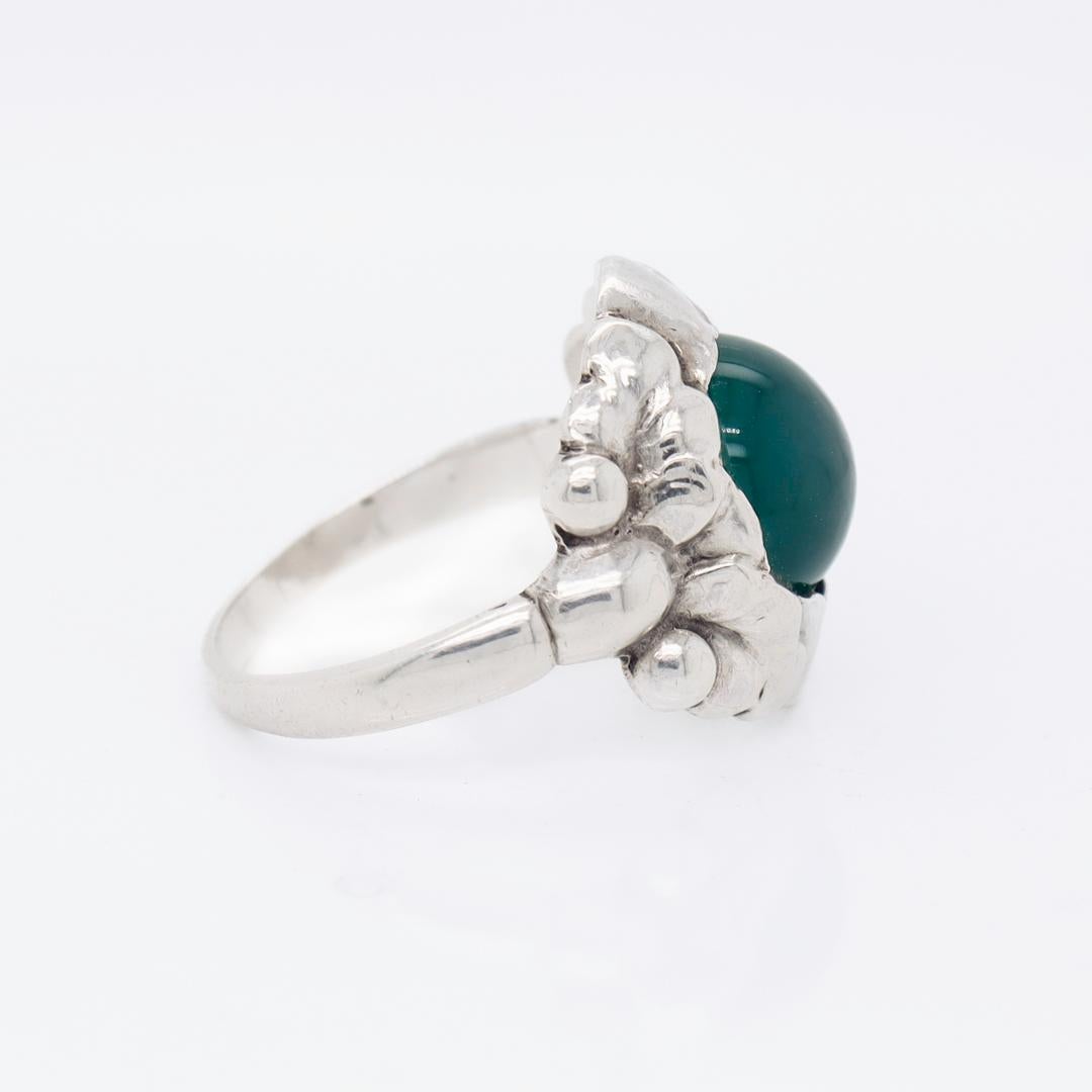 Georg Jensen Sterling Silver & Chrysoprase Ring No. 11A For Sale 2