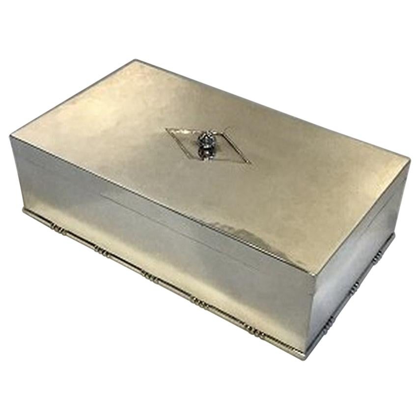 Georg Jensen Sterling Silver Cigar Box/Humidor No 329A Wodden Lining For Sale