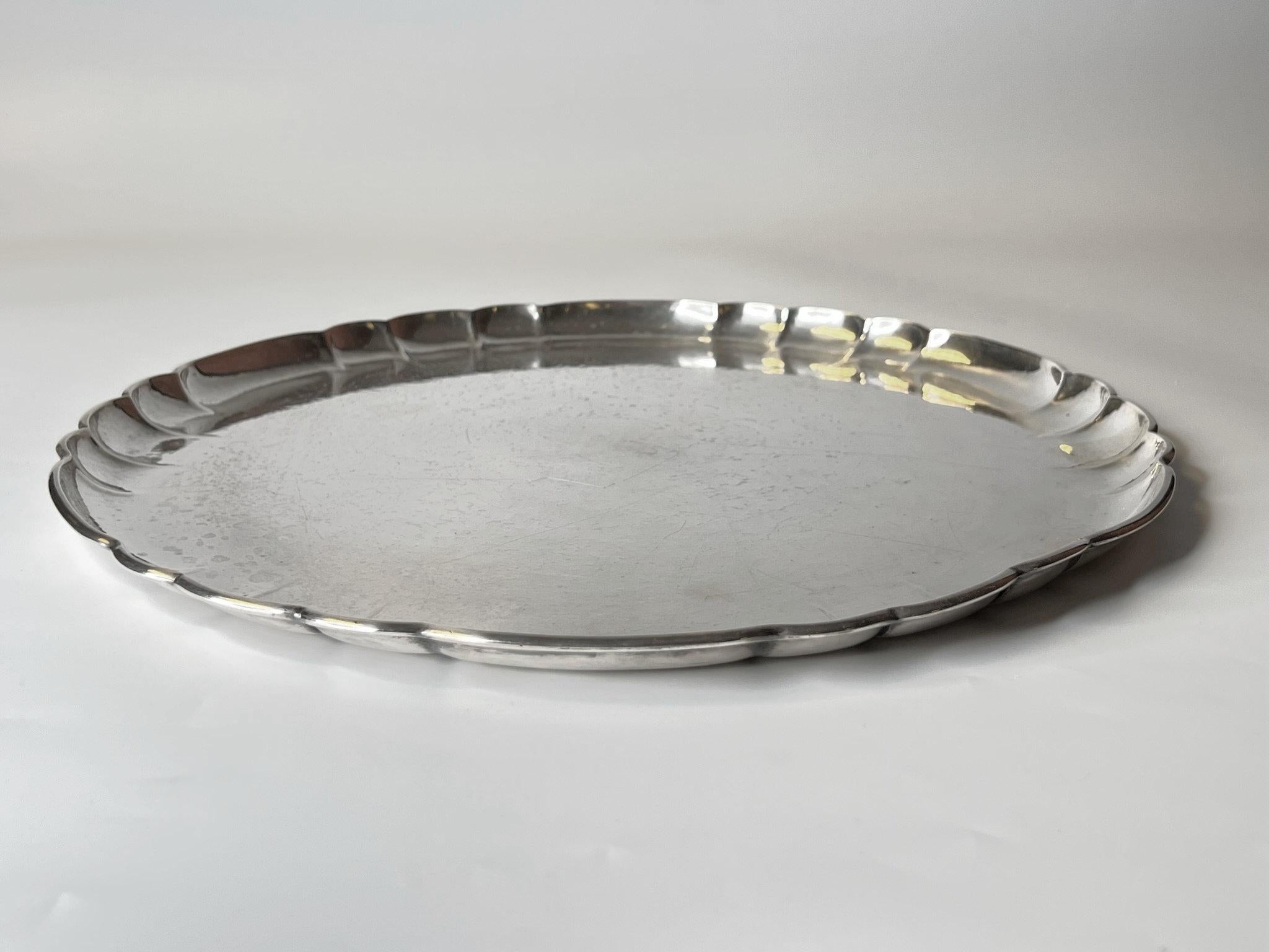 Arts and Crafts Georg Jensen Sterling Silver Circular Tray, circa 1930 For Sale