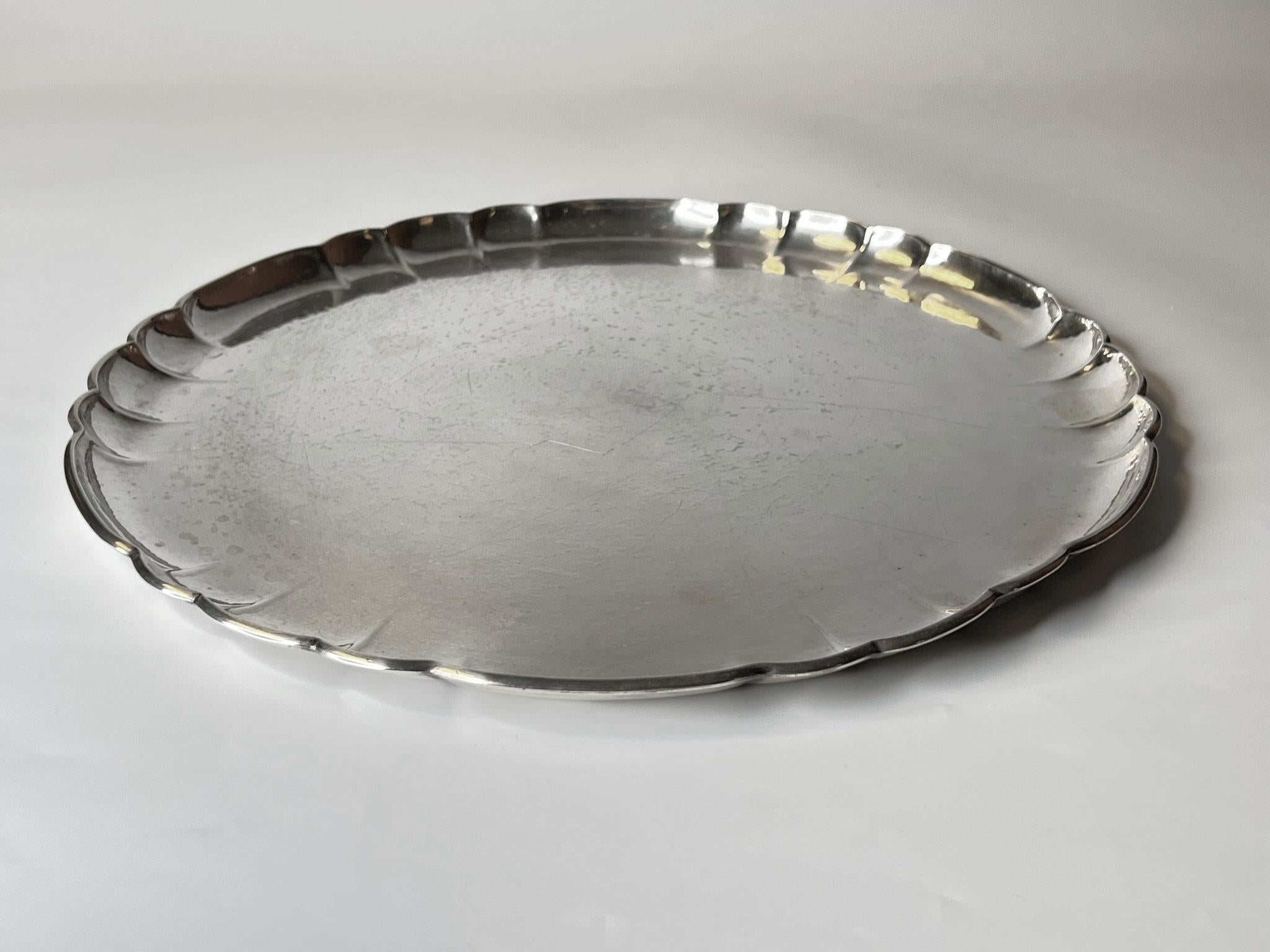 Danish Georg Jensen Sterling Silver Circular Tray, circa 1930 For Sale