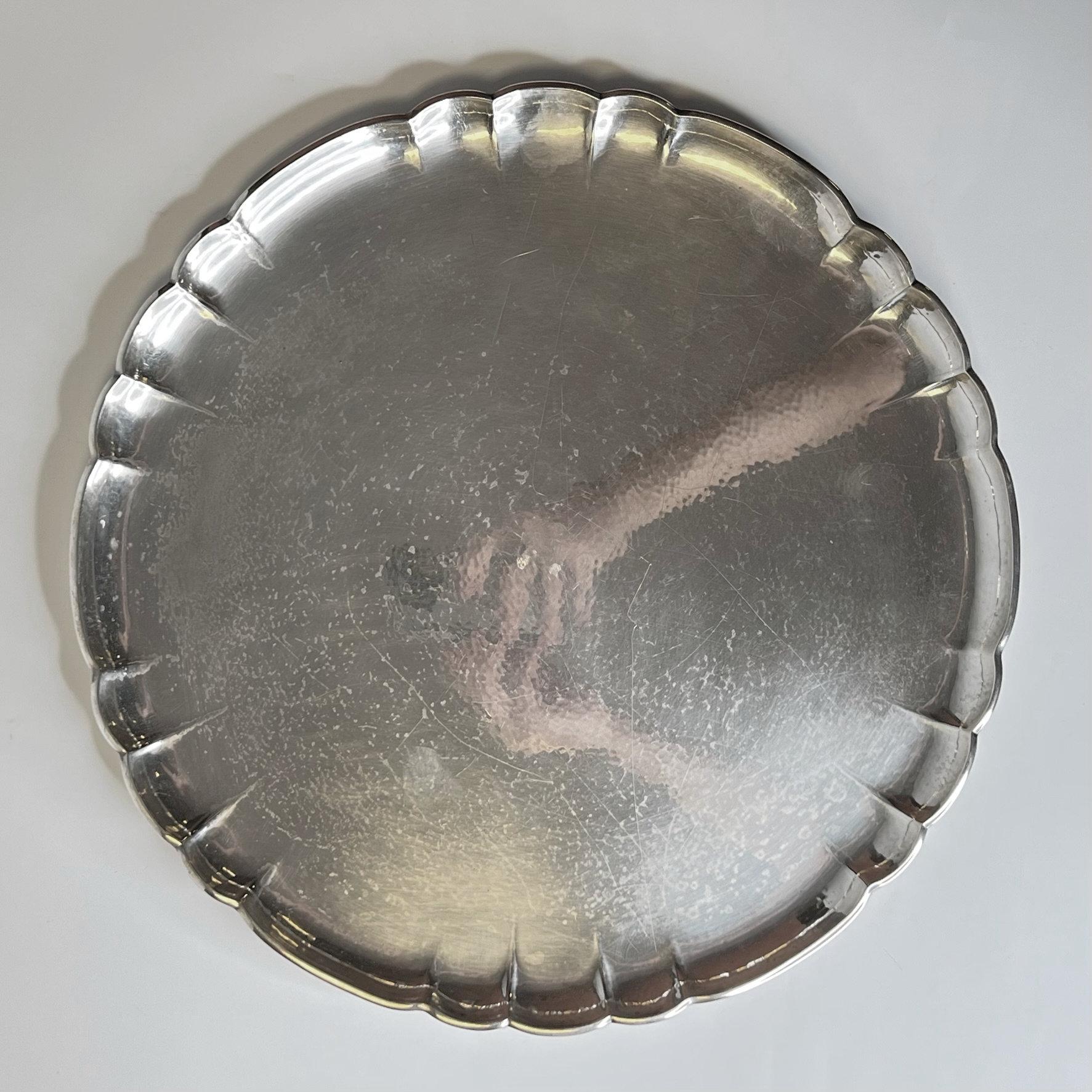 20th Century Georg Jensen Sterling Silver Circular Tray, circa 1930 For Sale