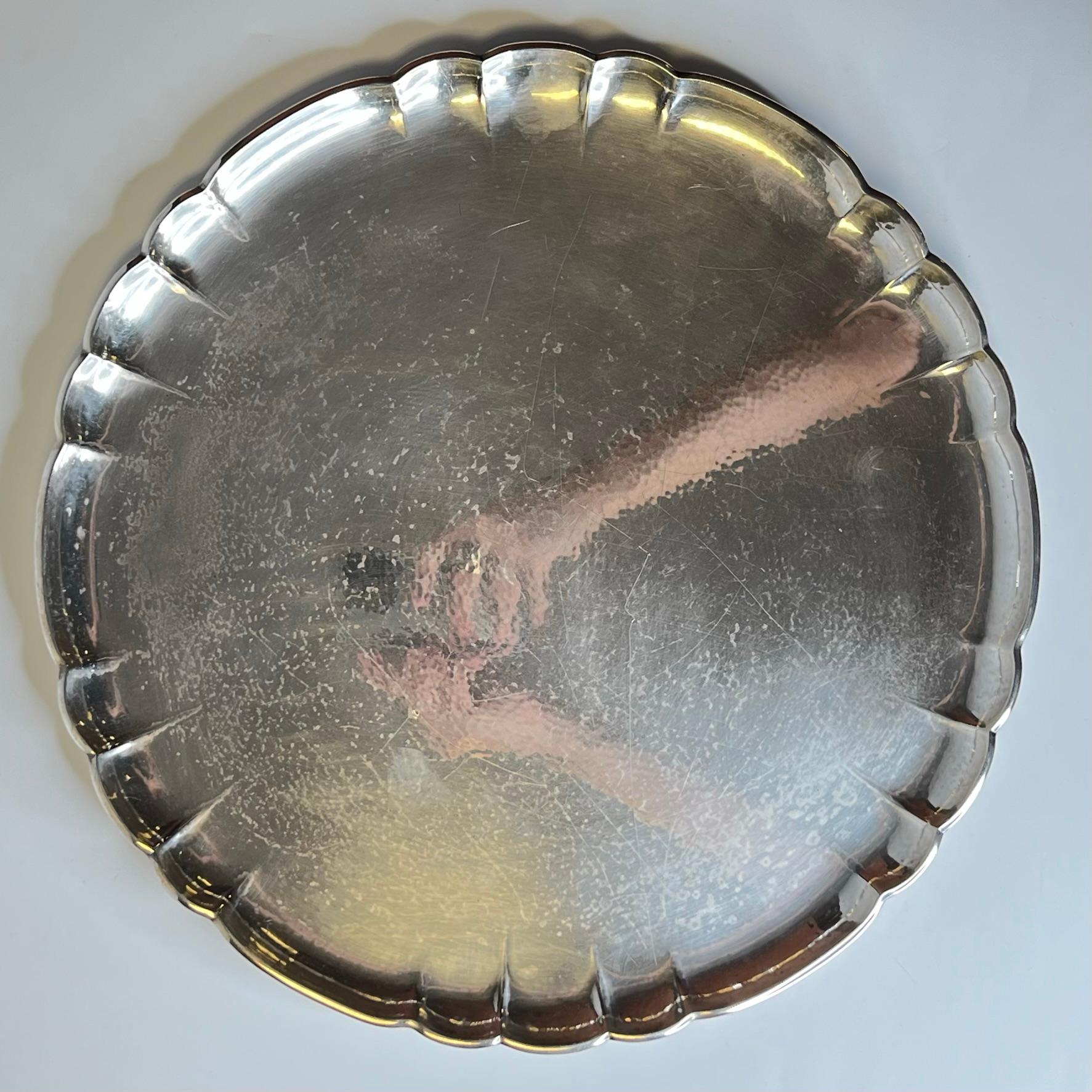 Georg Jensen Sterling Silver Circular Tray, circa 1930 For Sale 1