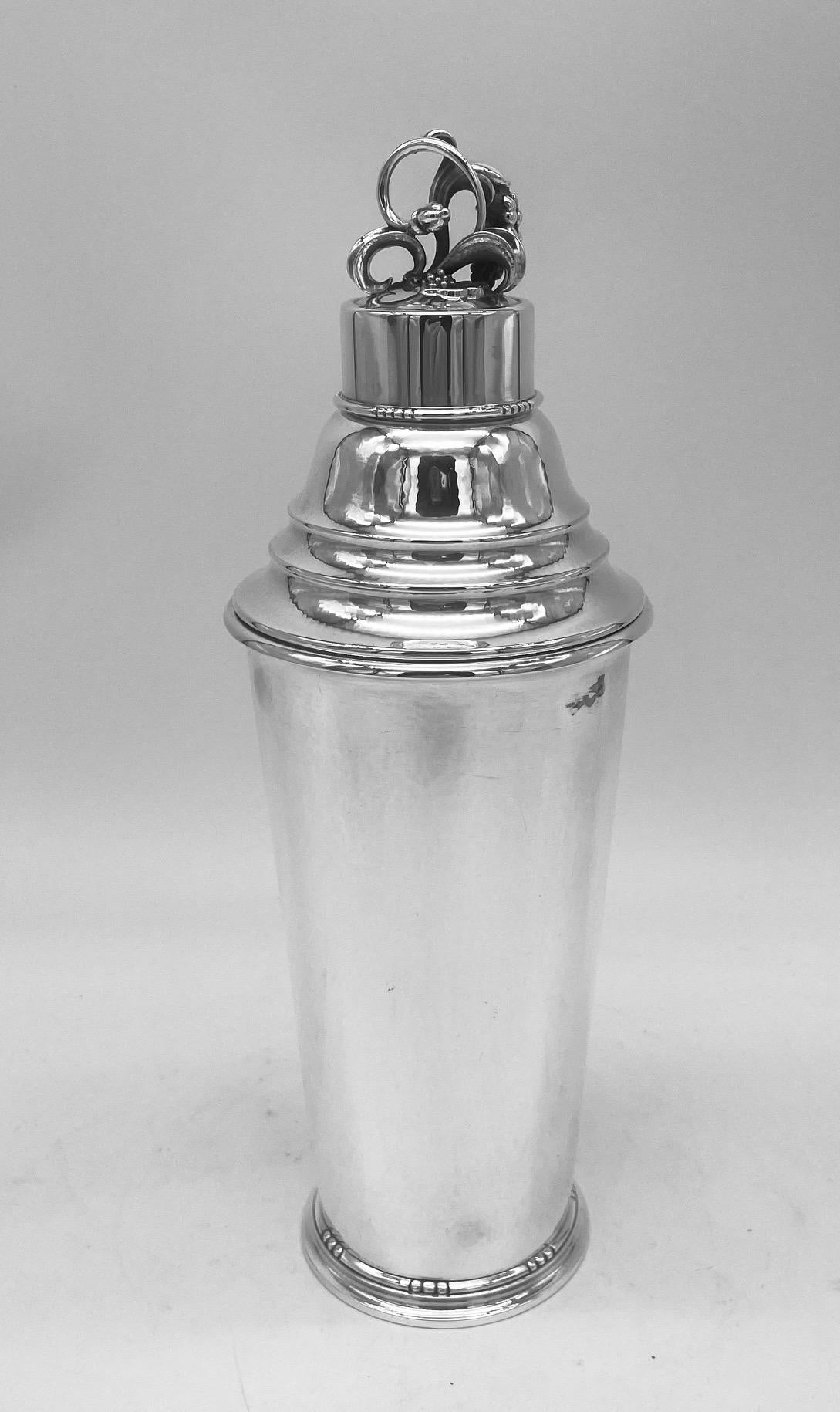 Hammered Georg Jensen Sterling Silver Cocktail Shaker