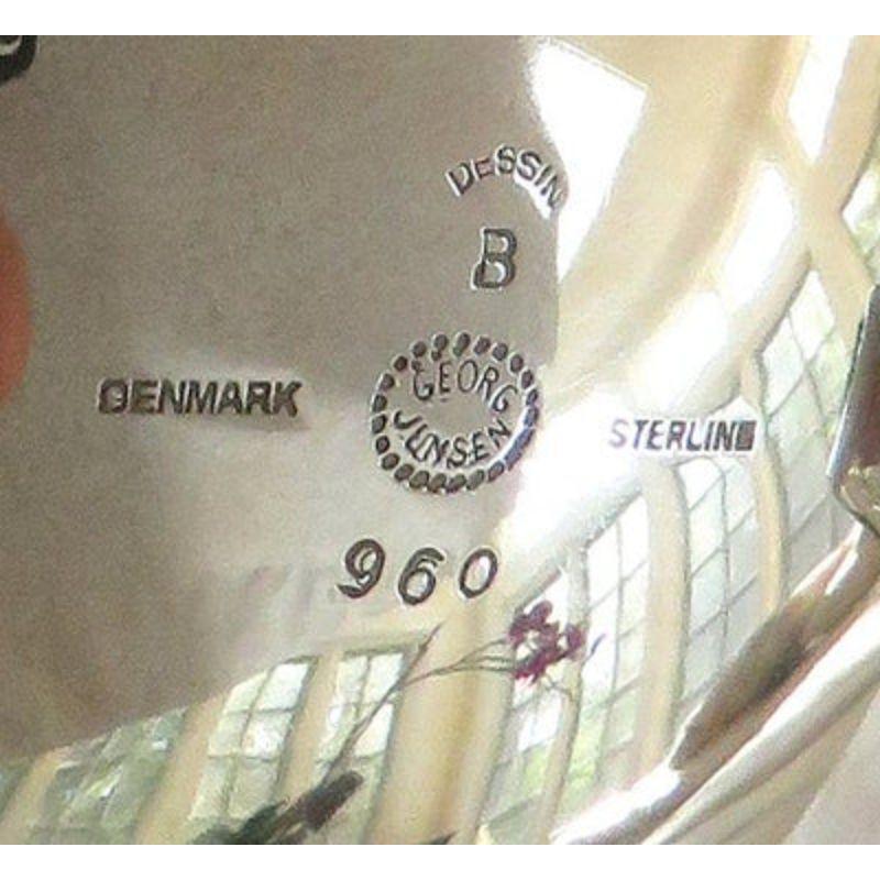 20th Century Georg Jensen Sterling Silver Coffee Pot Tea Pot, Sugar Bowl, Creamer & Tray For Sale