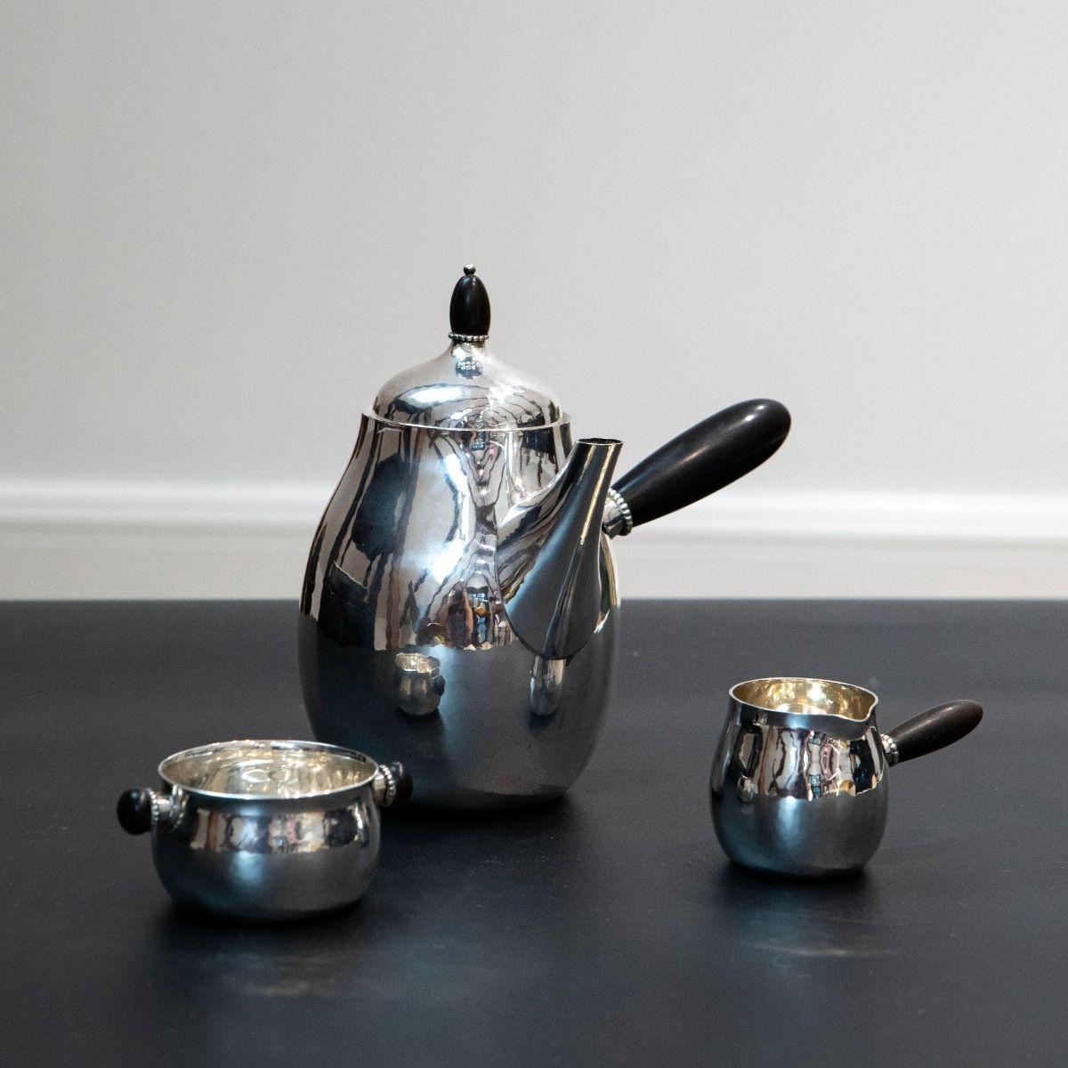 Art déco Service à café en argent sterling de Georg Jensen, Model No. 80 en vente