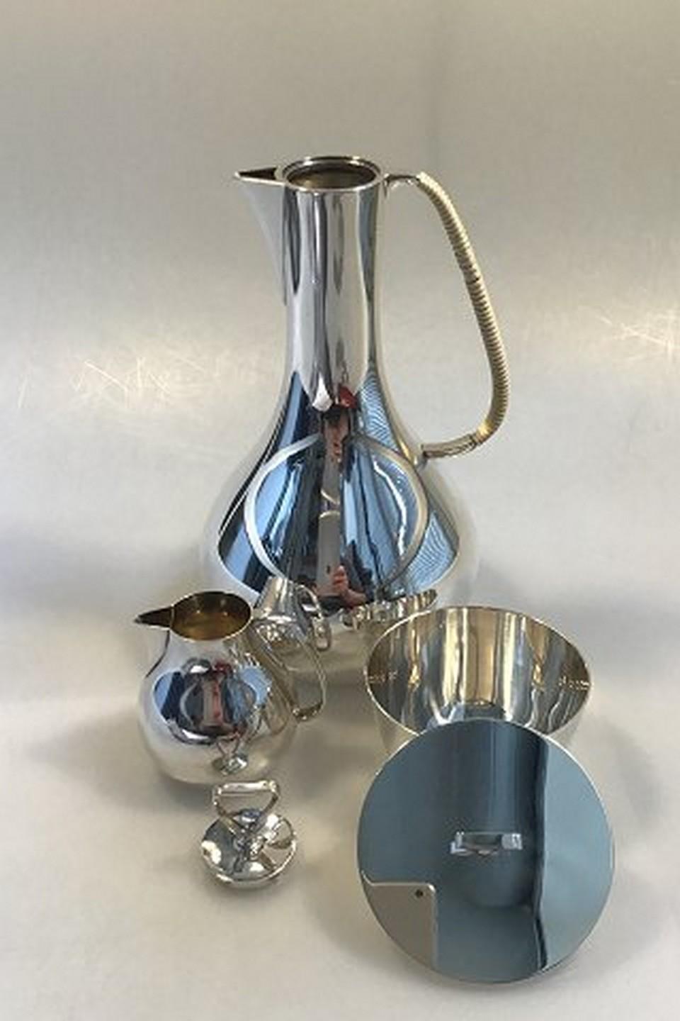 Hand-Crafted Georg Jensen Sterling Silver Coffee Set No 1015 Sigvard Bernadotte For Sale