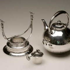 Georg Jensen Sterling Silver Cosmos Kettle on Stand, No. 45