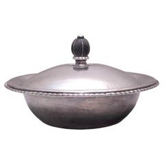 Georg Jensen Sterling Silver Covered Dish Bowl in Rope Pattern 290A from 1920s