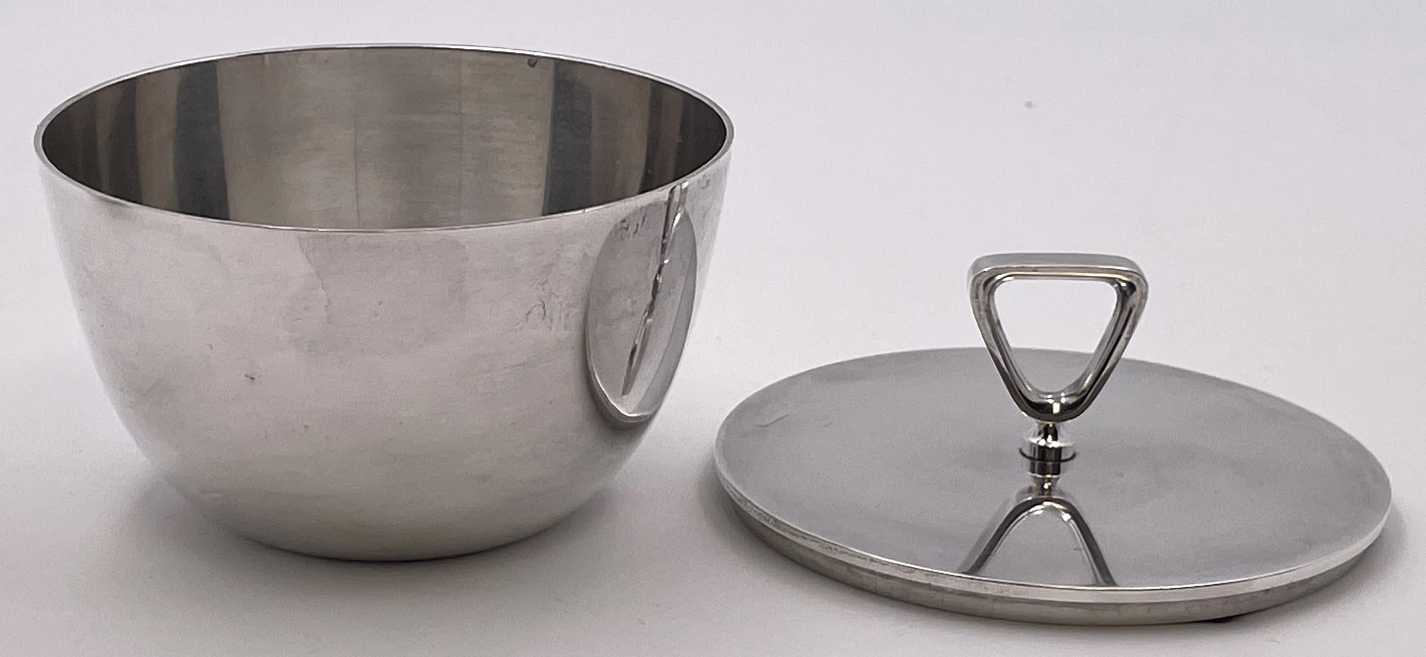 20th Century Georg Jensen Sterling Silver Creamer & Sugar Bowl #1015 in Bernadotte Pattern For Sale