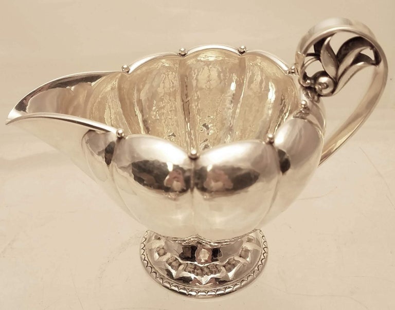 Danish Georg Jensen Sterling Silver Creamer & Sugar Bowl in Pattern 479B For Sale