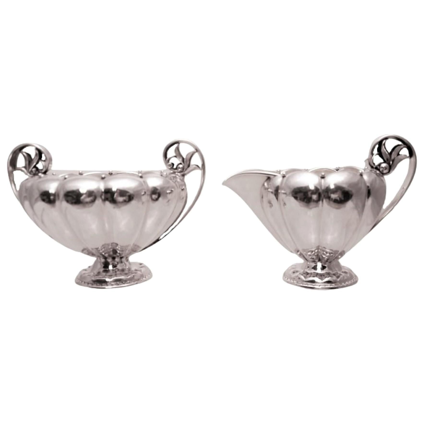 Cremiera e zuccheriera in argento sterling Georg Jensen modello 479B in vendita
