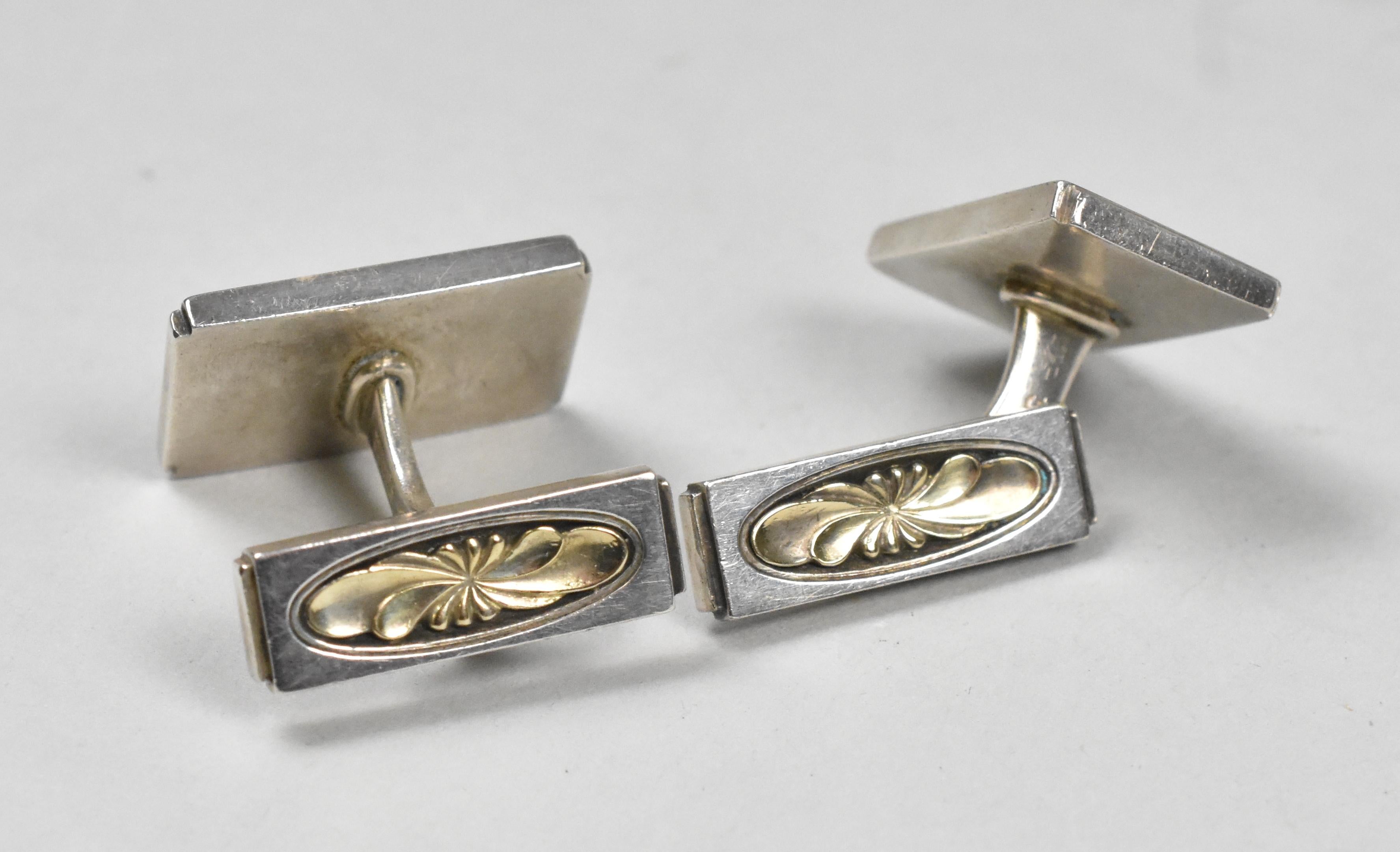 Modern Georg Jensen Sterling Silver Cufflinks, #59A, Designed by Henry Pilstrup