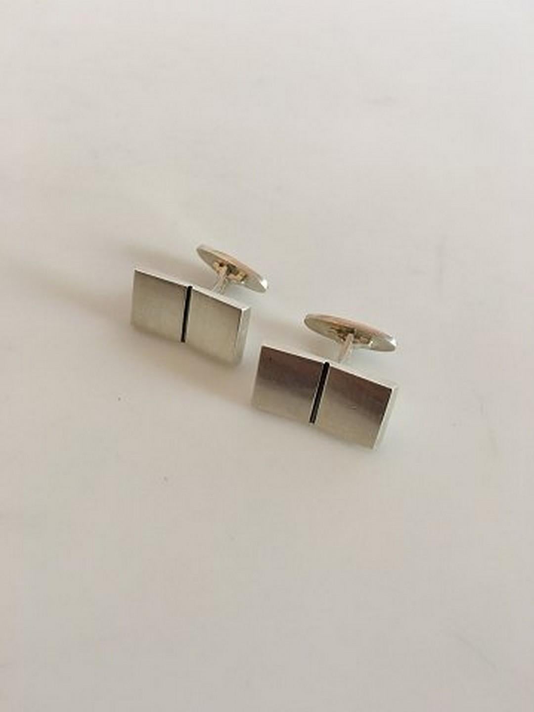 Georg Jensen Sterling Silver Cuff Links Nanna Ditzel No 109 In Good Condition In Copenhagen, DK