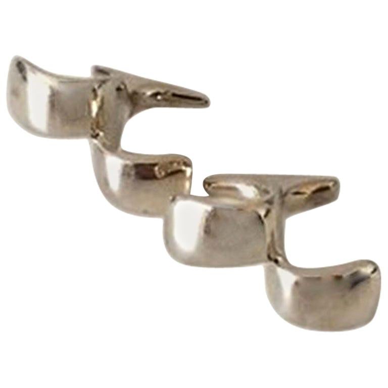 Georg Jensen Sterling Silver Cuff Links No 214 For Sale