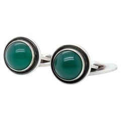 Vintage Georg Jensen Sterling Silver Cufflinks Model #44D with Chrysoprase Cabochons