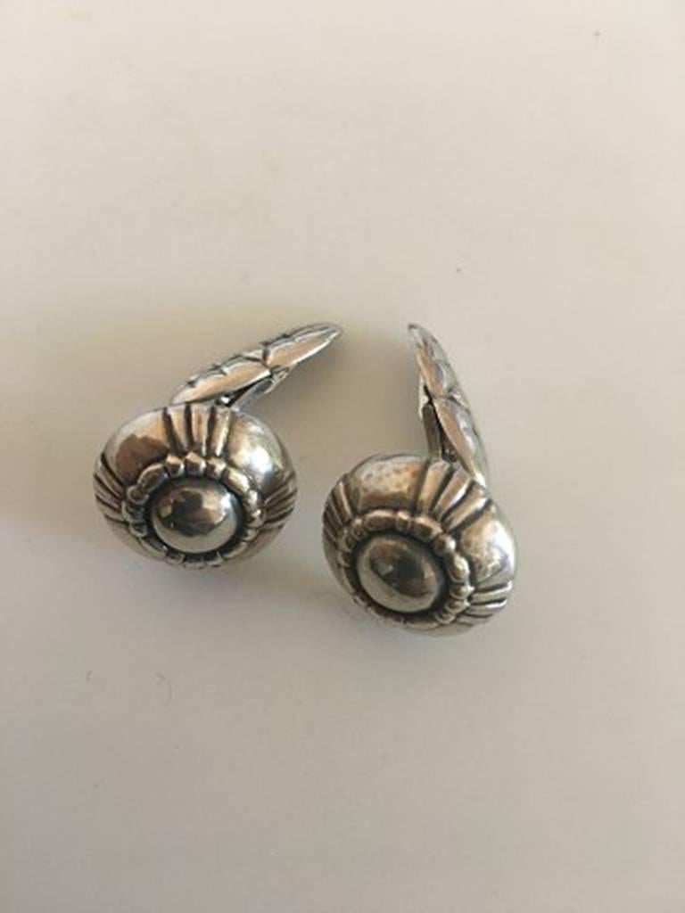 Georg Jensen Sterling Silver Cuff links No 24. Measures 1.7 cm / 0 43/64 in. diameter. Combined weight of 10.3 g / 0.36 oz. Manufactured 1932-1944