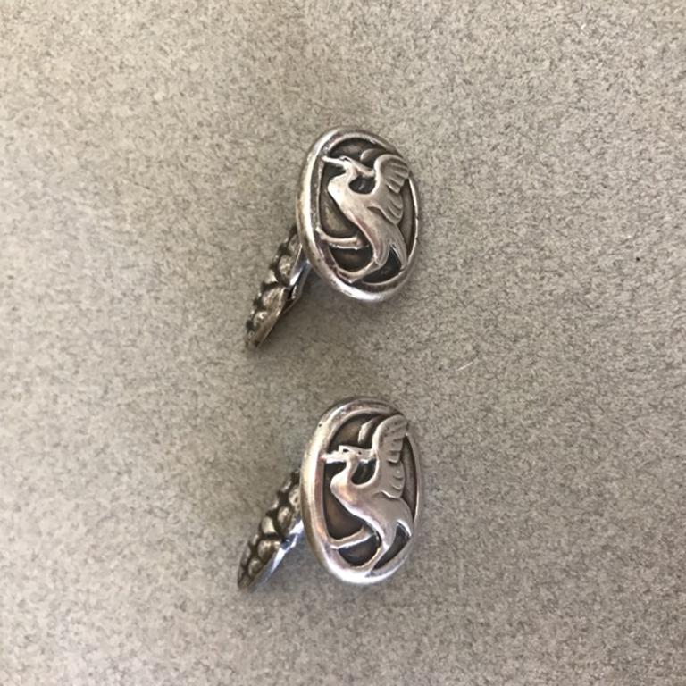 Georg Jensen Sterling Silver Cufflinks, No 30 In Good Condition For Sale In San Francisco, CA