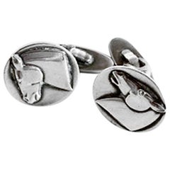 Georg Jensen Sterling Silver Cufflinks No 63 with Horses