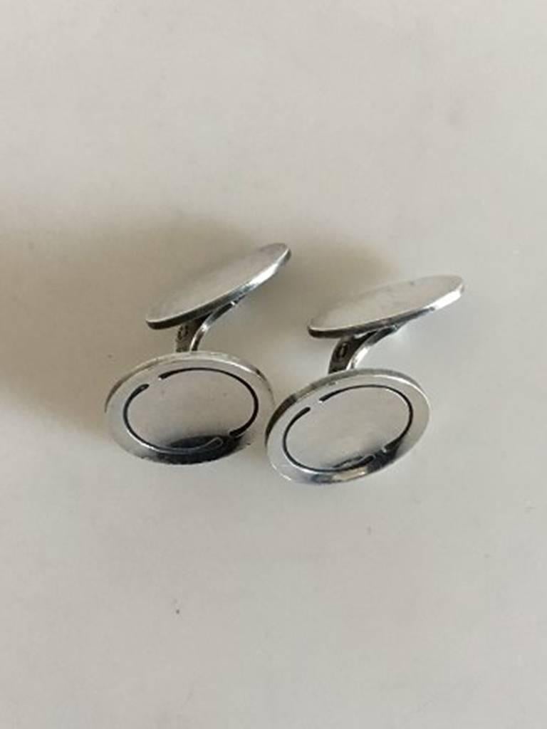 Georg Jensen Sterling Silver Cufflinks No 75B. Measures 2 cm / 0 25/32 in. Weighs 19 g / 0.85 oz. From after 1945.