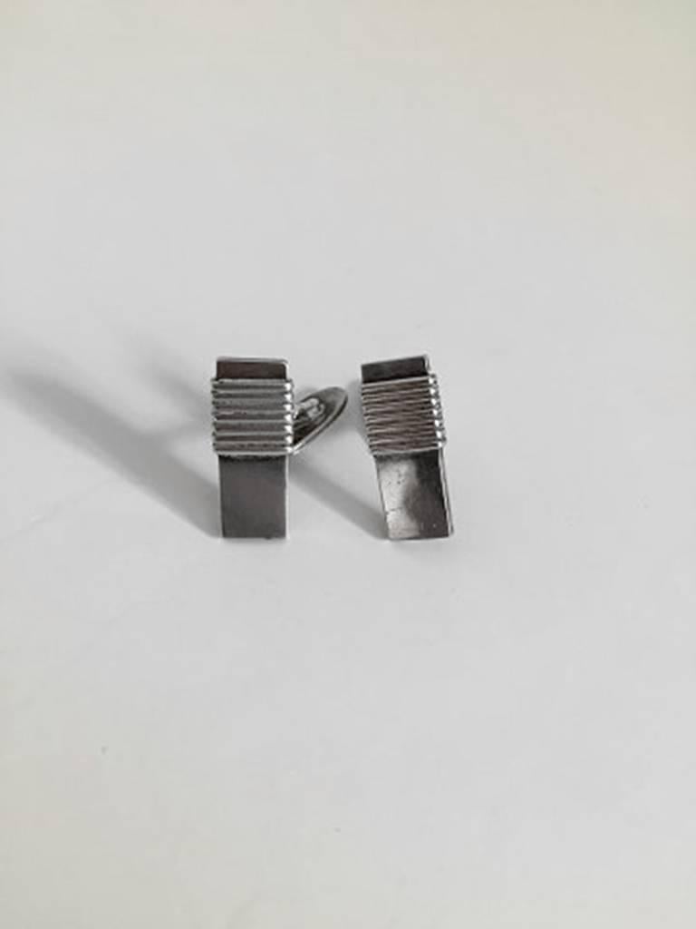 Georg Jensen Sterling Silver Cuff Links No 80. Measures 2.3 cm / 0 29/32 in. Weighs 14 g / 0.50 oz.