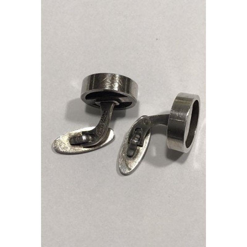 Georg Jensen Sterling Silver Cufflinks No 91 'SGJ' In Good Condition For Sale In Copenhagen, DK