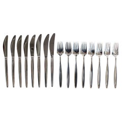 Georg Jensen Sterling Silver Cypres by Tias Eckhoff Cutlery Set for 8 Persons