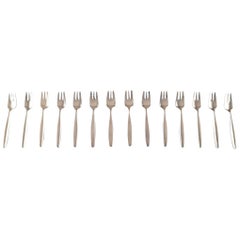 Georg Jensen Sterling Silver Cypress 12 Pieces Cake Forks