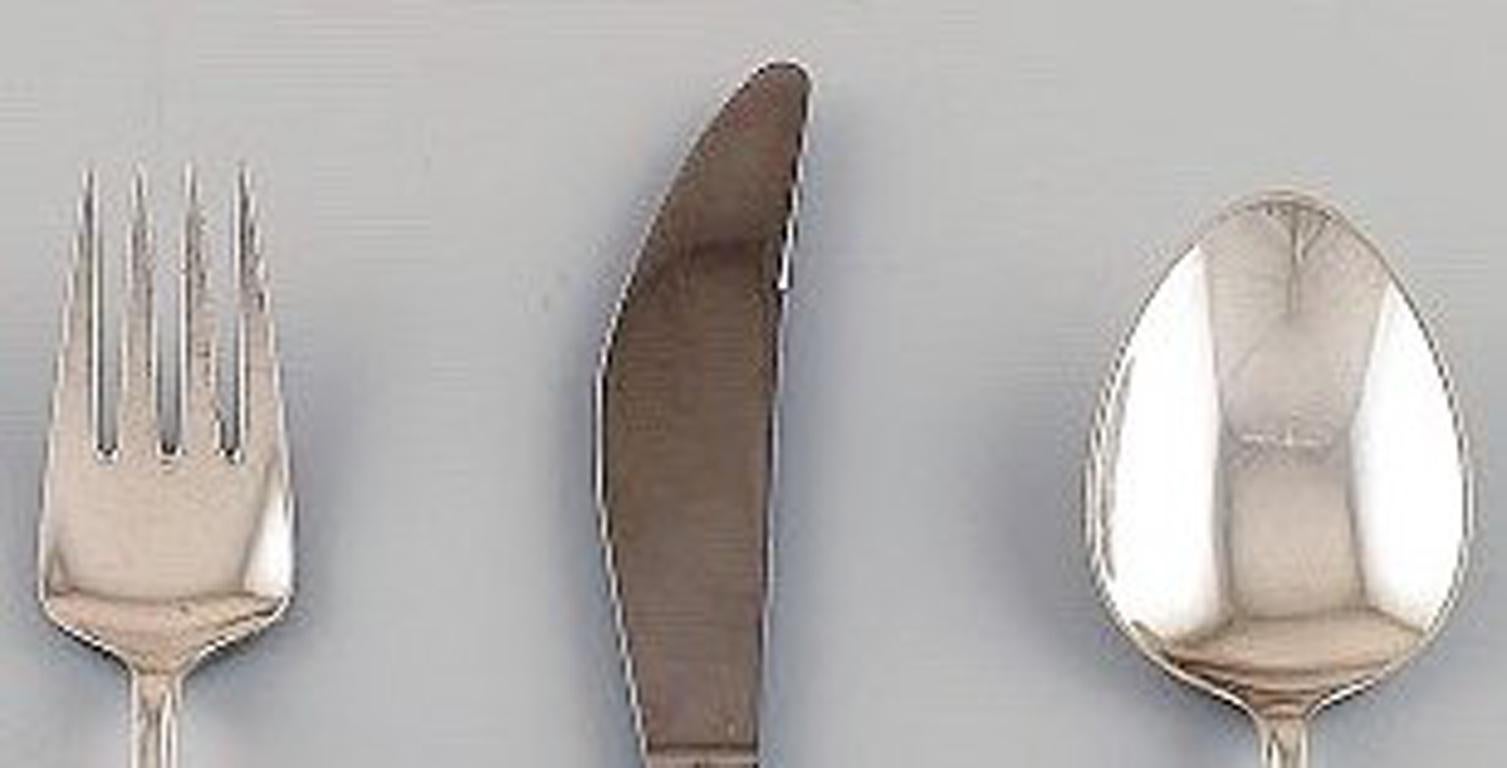 Danish Georg Jensen Sterling Silver 'Cypress' Cutlery, Full Dinner Service, 36 Pieces