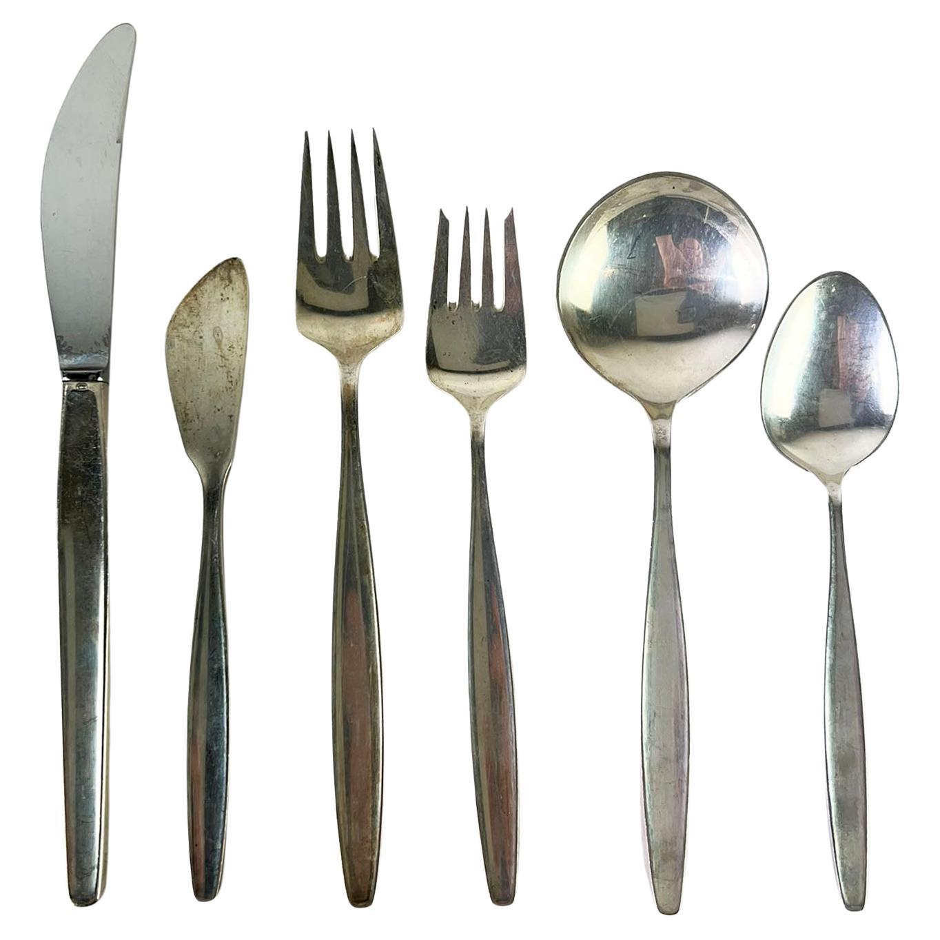 Georg Jensen Cubiertos de Plata de Ley "Ciprés", Servicio para Doce Ca. 1950s en venta