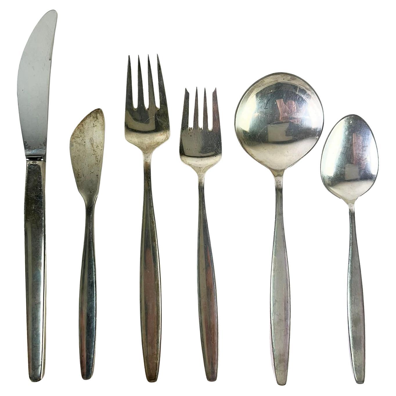 Georg Jensen Sterling Silver "Cypress" Flatware, Service for Twelve Ca. 1950s