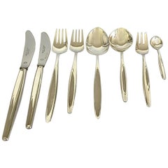 Georg Jensen Sterling Silver Cypress Flatware Set of 48 Pieces for Six Persons