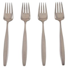 Georg Jensen Sterling Silver Cypress Four Pieces Dinner Forks