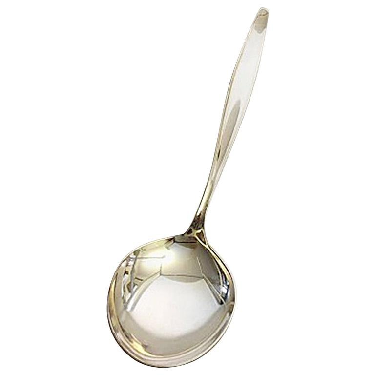 Georg Jensen Sterling Silver Cypress Medium Serving Spoon No. 113 For Sale