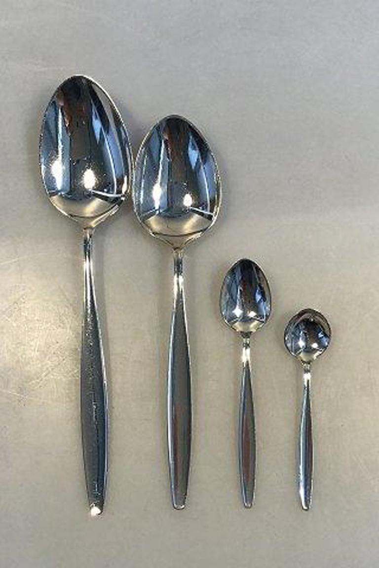 20th Century Georg Jensen Sterling Silver Cypress Set for 6 People '54 pcs' For Sale