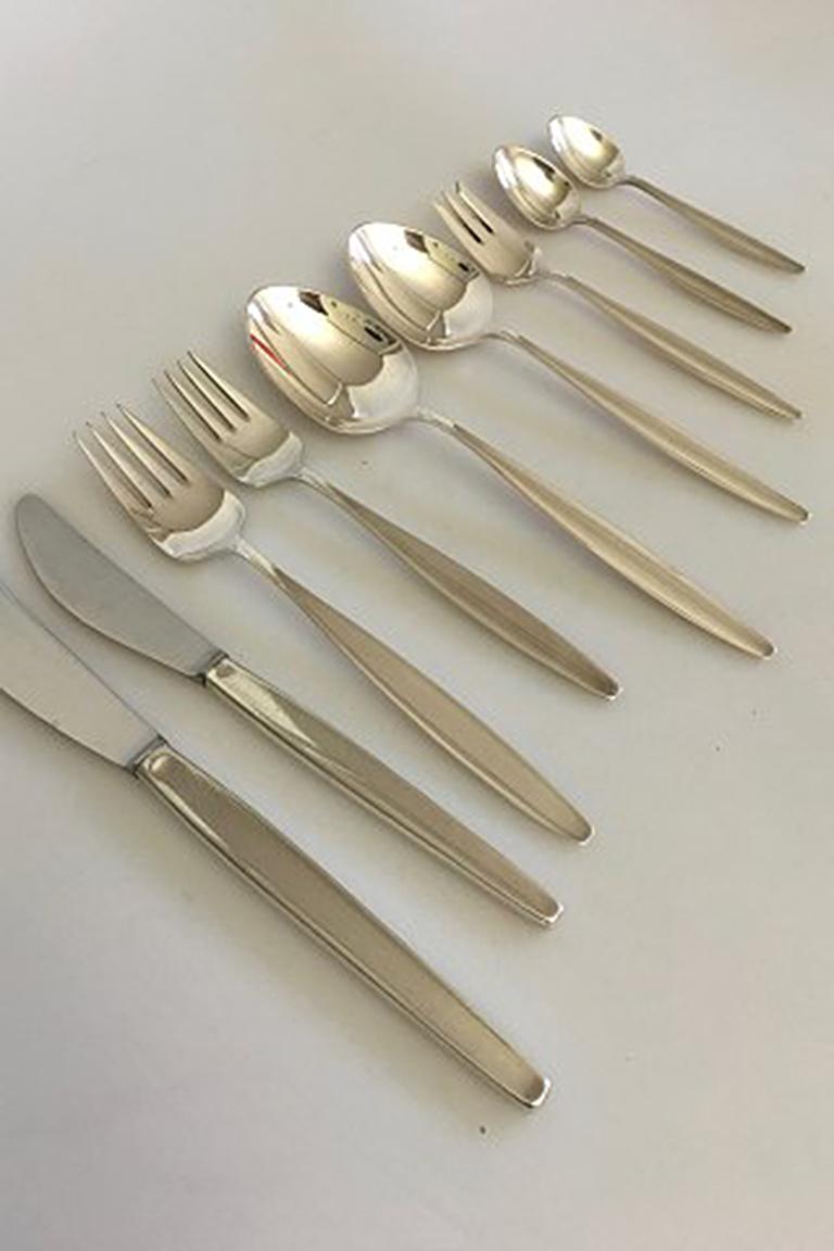 Modern Georg Jensen Sterling Silver 'Cypress' Set of 108 Pieces for 12 Person