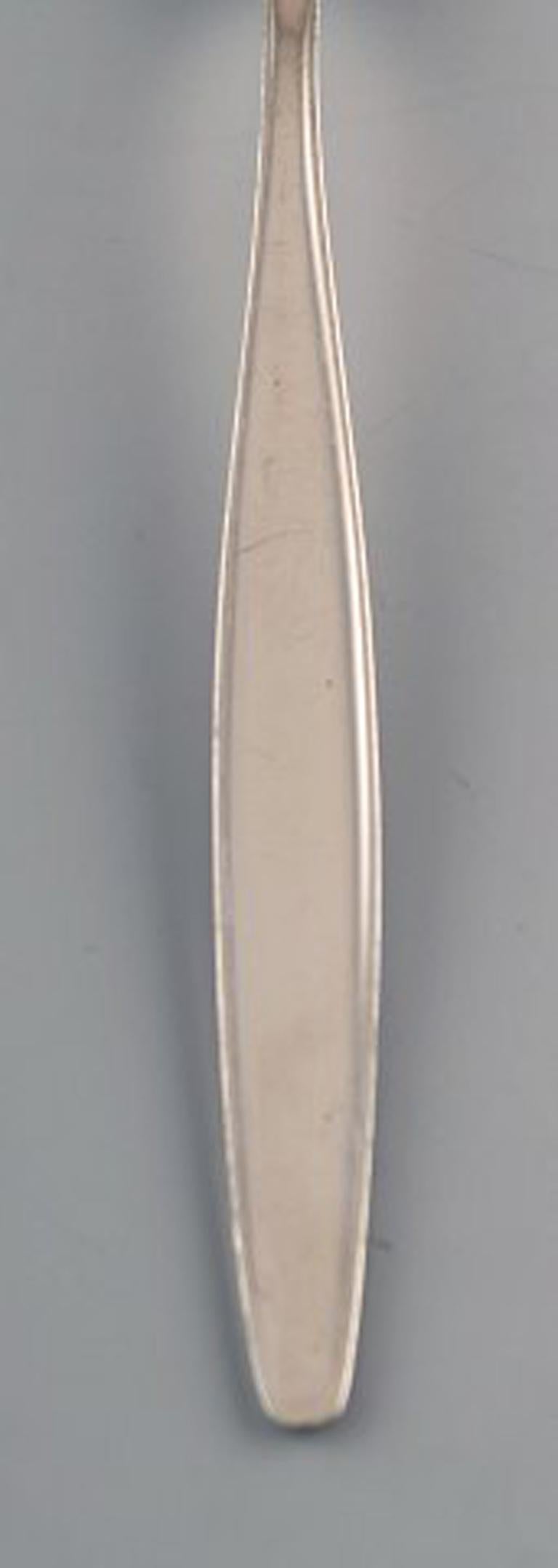 Scandinavian Modern Georg Jensen Sterling Silver Cypress, Two Bouillon Spoons