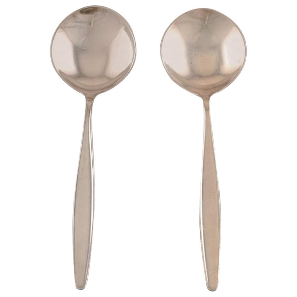 Georg Jensen Sterling Silver Cypress, Two Bouillon Spoons