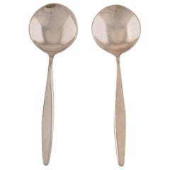 Georg Jensen Sterling Silver Cypress, Two Bouillon Spoons