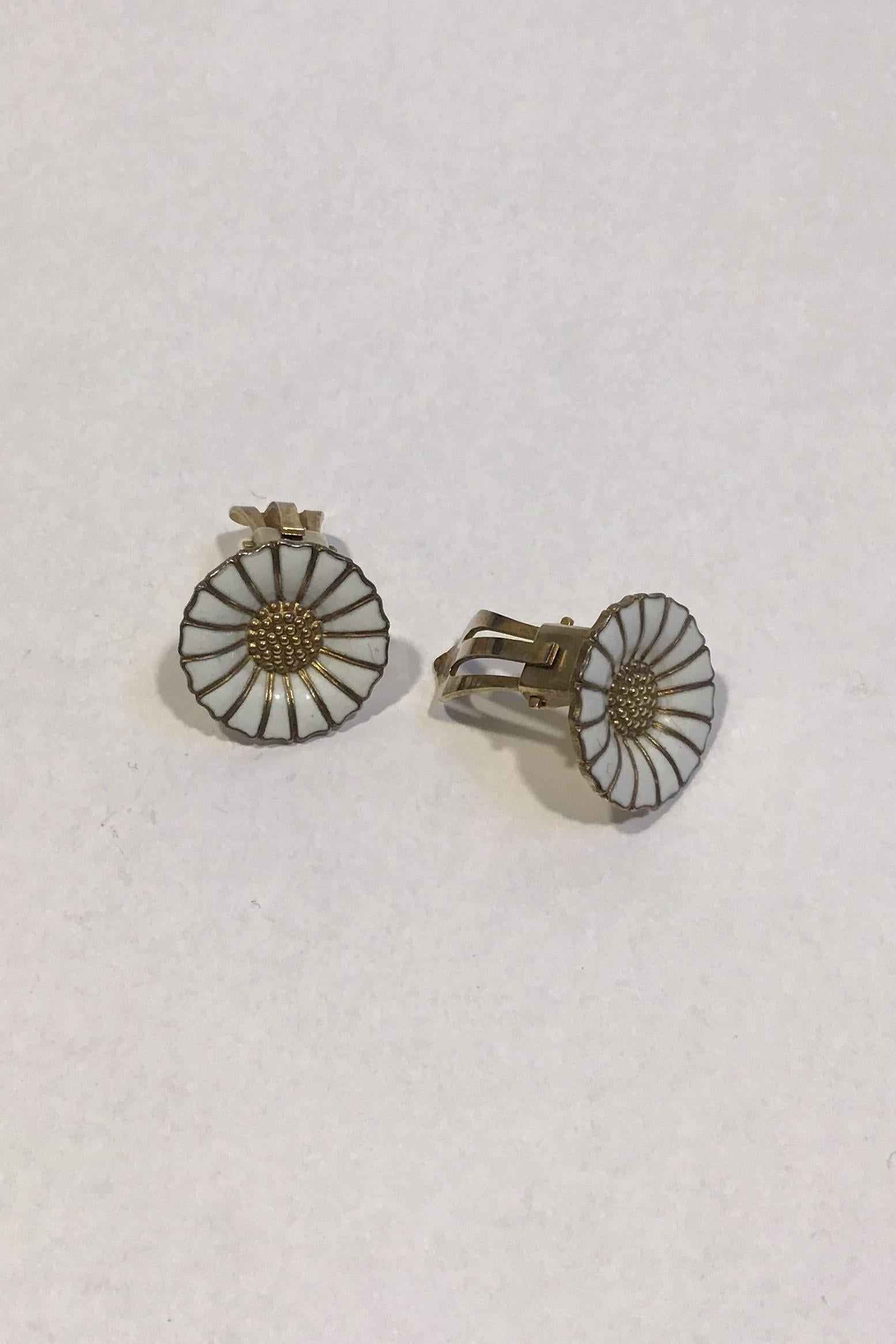 Georg Jensen Sterling Silver Daisy Ear Rings(clips) Measures 1.8 cm( 0 45/64 in) Combined Weight 6.9 gr/0.24 oz