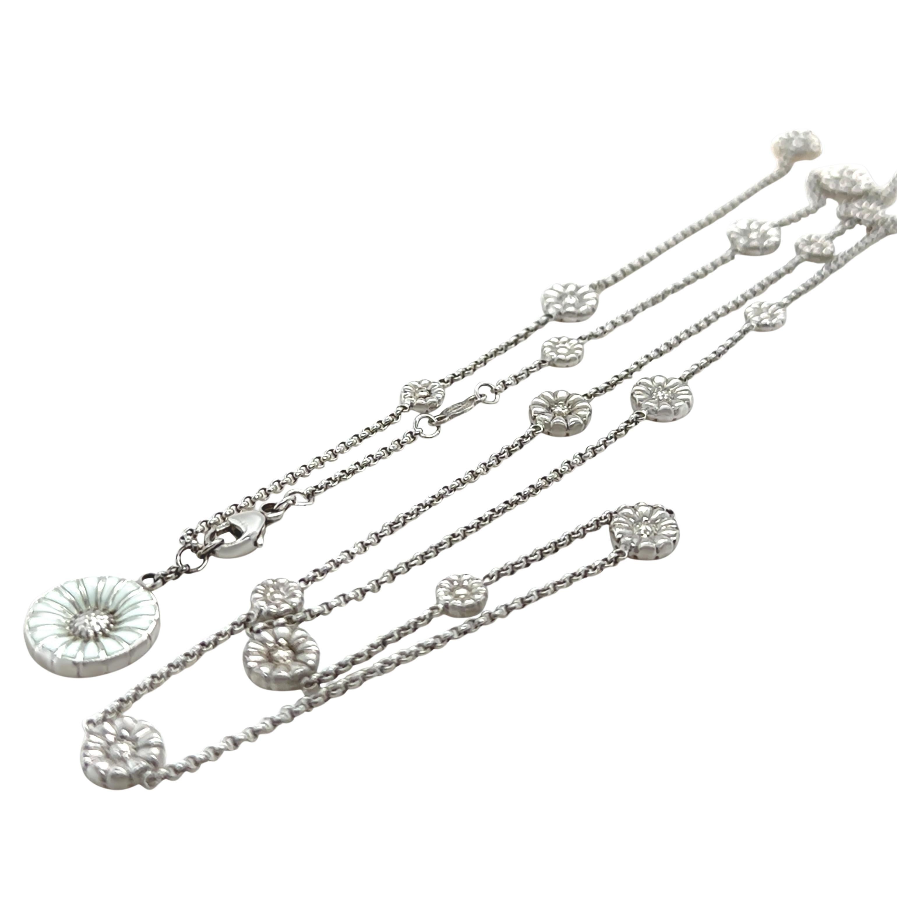 Georg Jensen Sterling Silver Daisy Long Necklace 12.5g in vendita