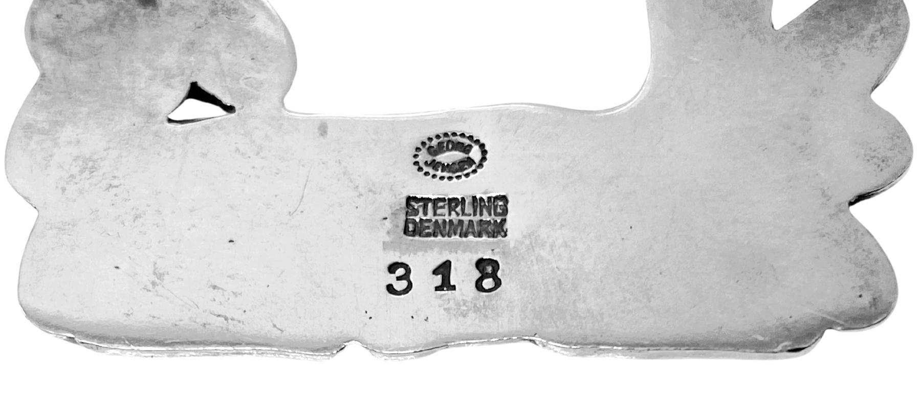 Georg Jensen Sterling Silver Deer and Squirrel Brooch #318 For Sale 2