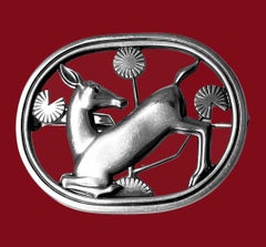 Georg Jensen Sterling Silver Deer Brooch