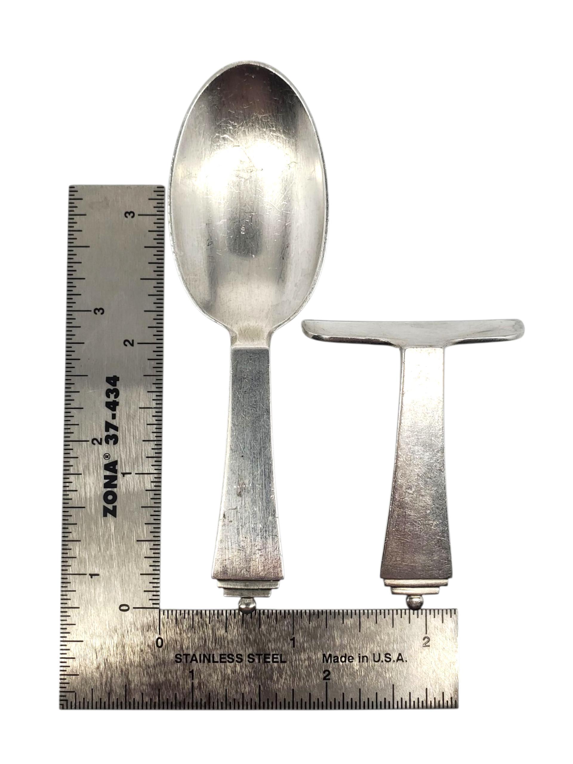 da uomo o donna Georg Jensen Sterling Denmark Cucchiaio per bambini e spingi-cibo #22657 in vendita