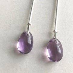 Georg Jensen Sterling Silver "Dewdrop" Earrings with Amethyst