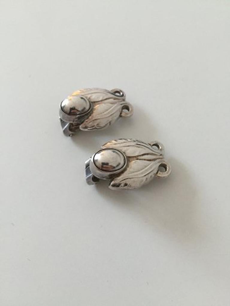 Georg Jensen Sterling Silver Ear Clips No 108. Measures 2.3 cm / 0 29/32 in. Weighs 9 g / 0.30 oz.