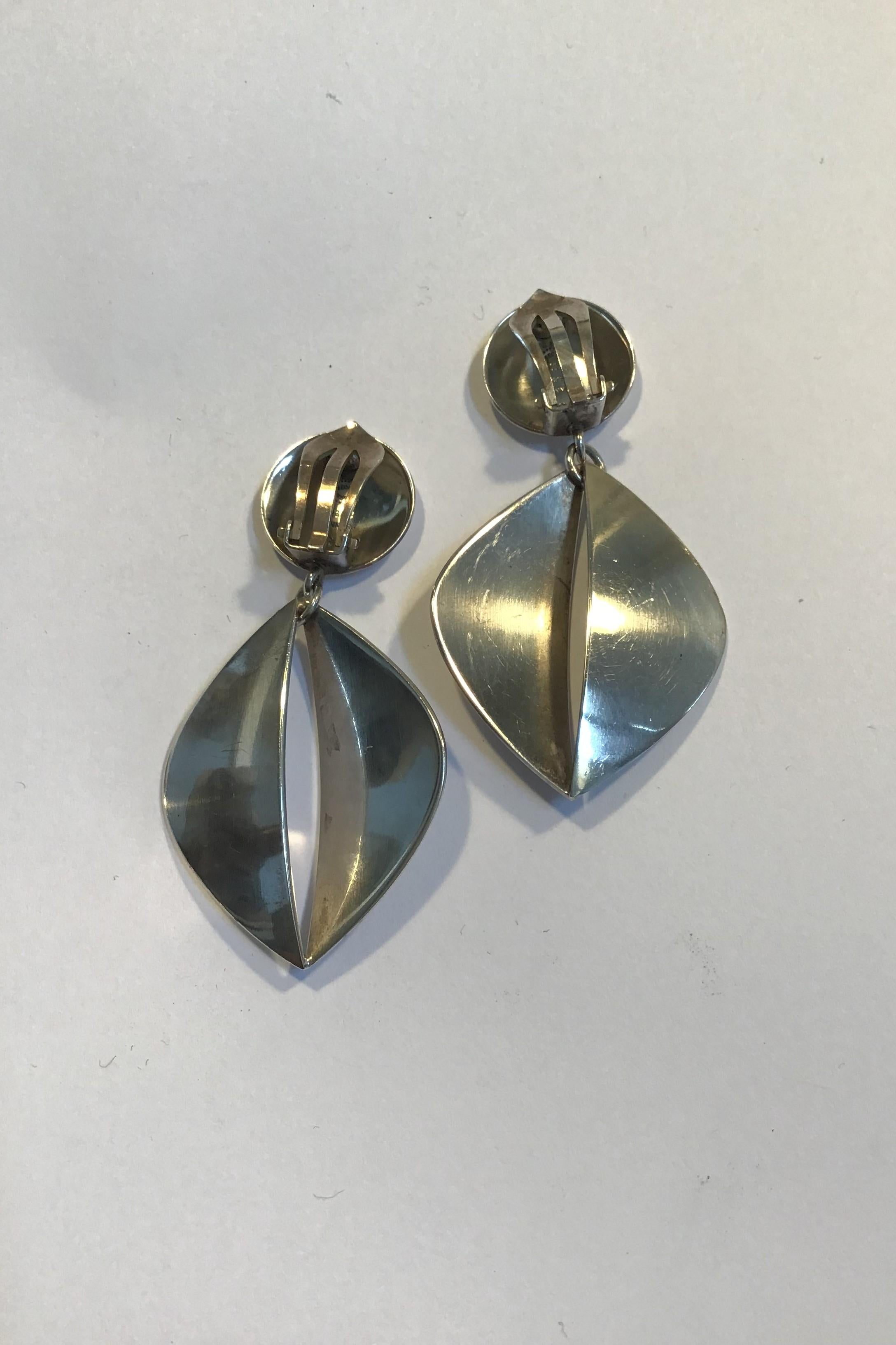 Georg Jensen Sterling Silver Ear Clips No 380B Measures 6 cm(2.36 in) Combined weight 16.8 gr (0.59 oz)

