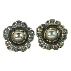 Georg Jensen Sterling Silver Ear Clips of Earrings of the Year 2002 Silver Ball