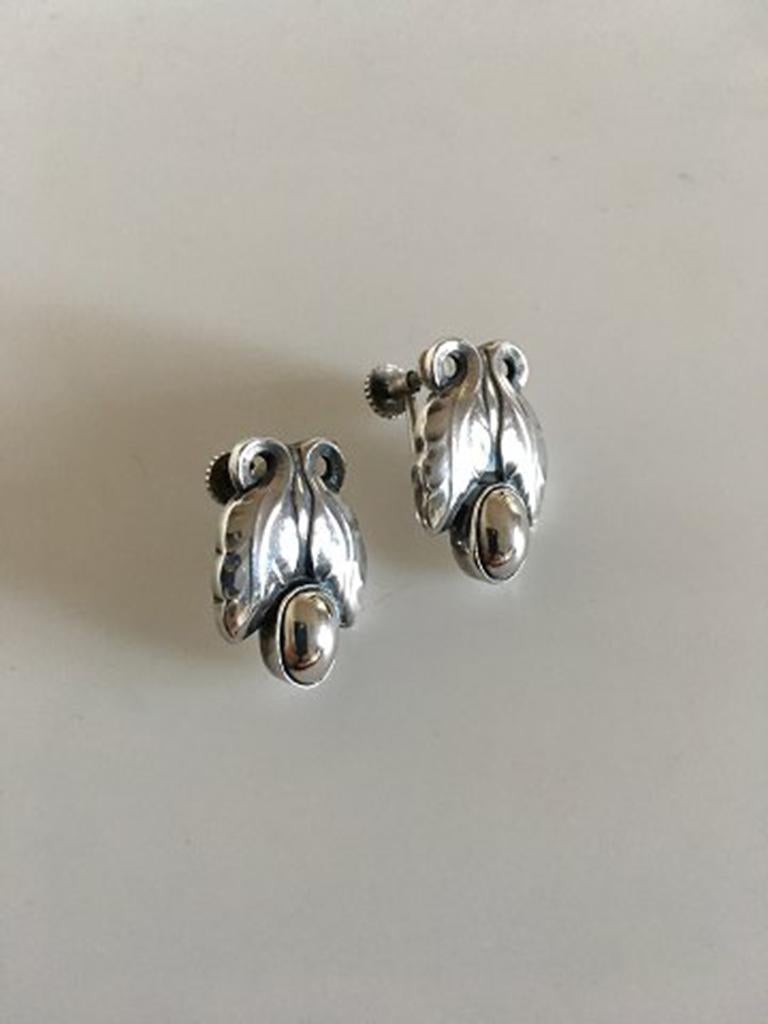 Georg Jensen Sterling Silver Ear Screws No 108. From after 1945. Measures. 2.4 cm / 0 15/16 in. Combined weight 7.8 g / 0.28 oz.