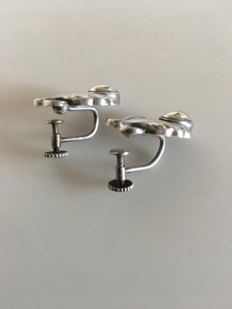 Art Nouveau Georg Jensen Sterling Silver Ear Screws No 108 For Sale