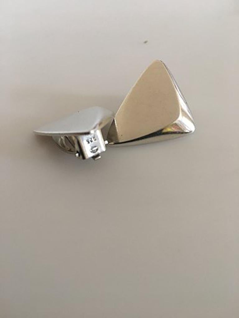 Georg Jensen Sterling Silver Earrings (Clips). Measures 2.1 cm / 0 56/64 in. x 2.6 cm / 1 1/32 in. Combined weight 14,2 g / 0.50 oz. Design previously made by Hans Hansen.